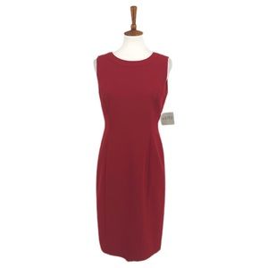 Kasper Red Sleeveless Sheath Style Dress